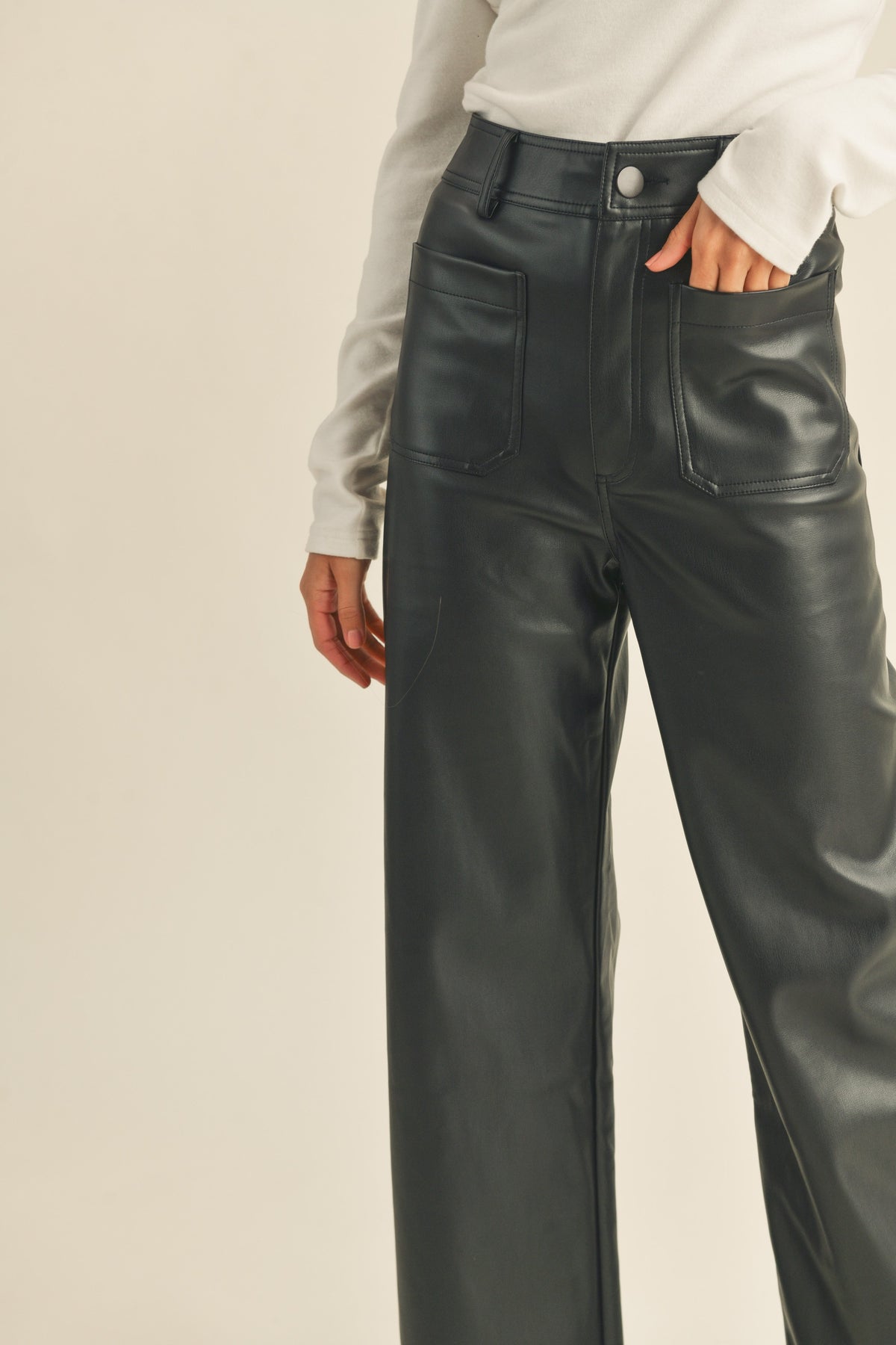 Miou Muse | Wide Leg Faux Leather Pants | Sweetest Stitch Boutique 