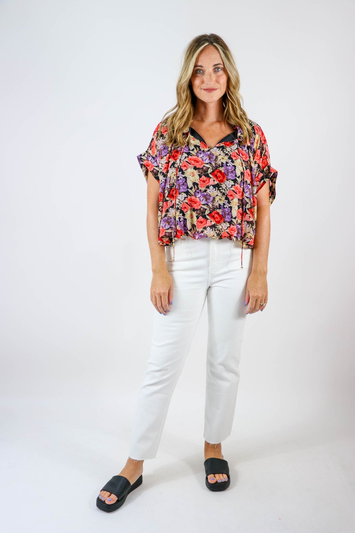 Entro | Floral Bubble Hem Blouse | Sweetest Stitch Online Boutique