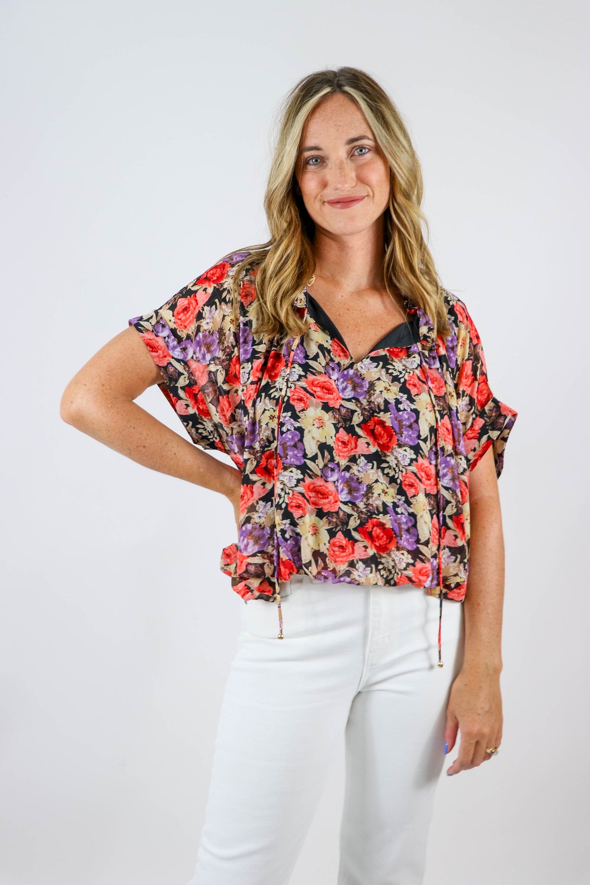 Entro | Floral Bubble Hem Blouse | Sweetest Stitch Online Boutique