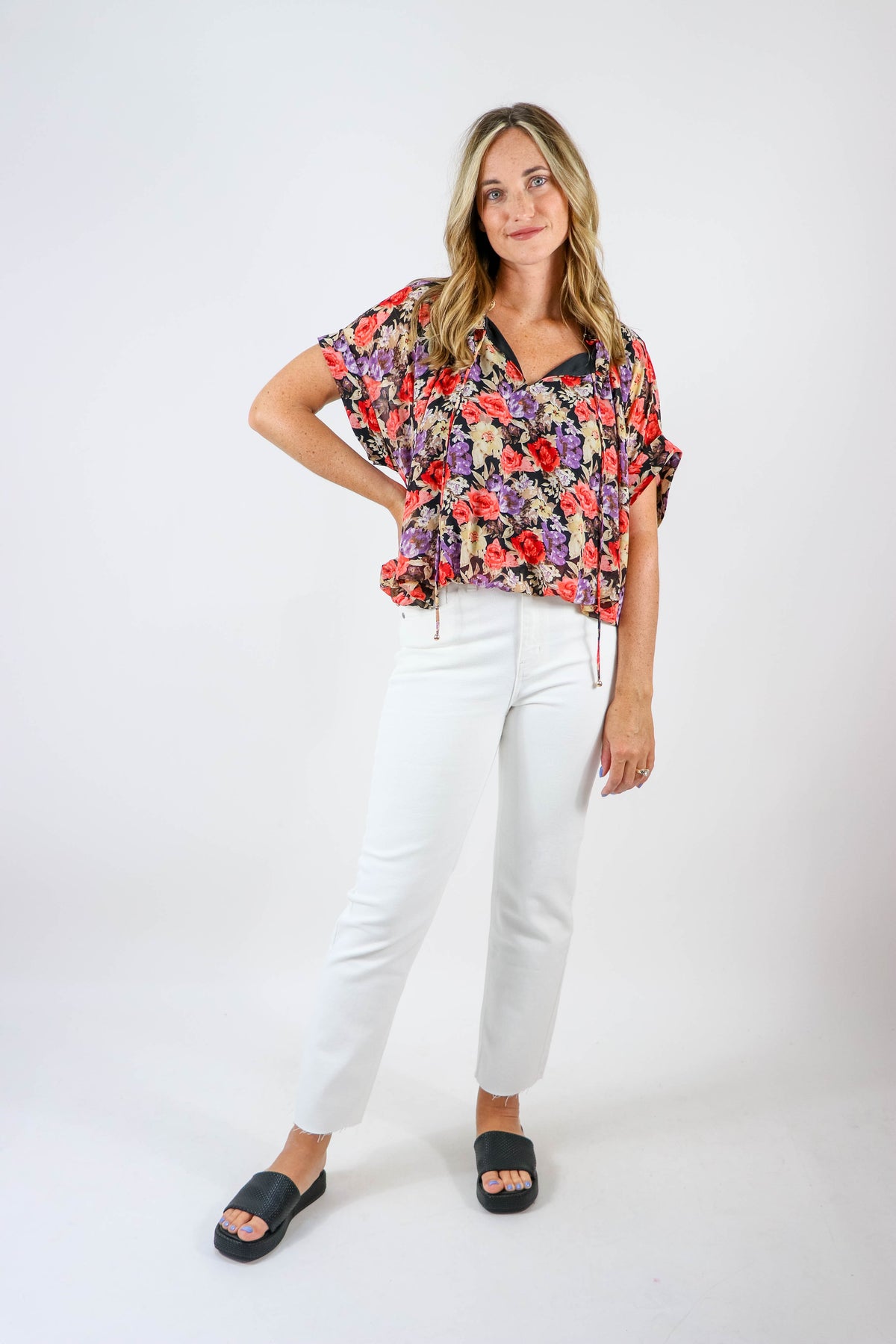 Entro | Floral Bubble Hem Blouse | Sweetest Stitch Online Boutique