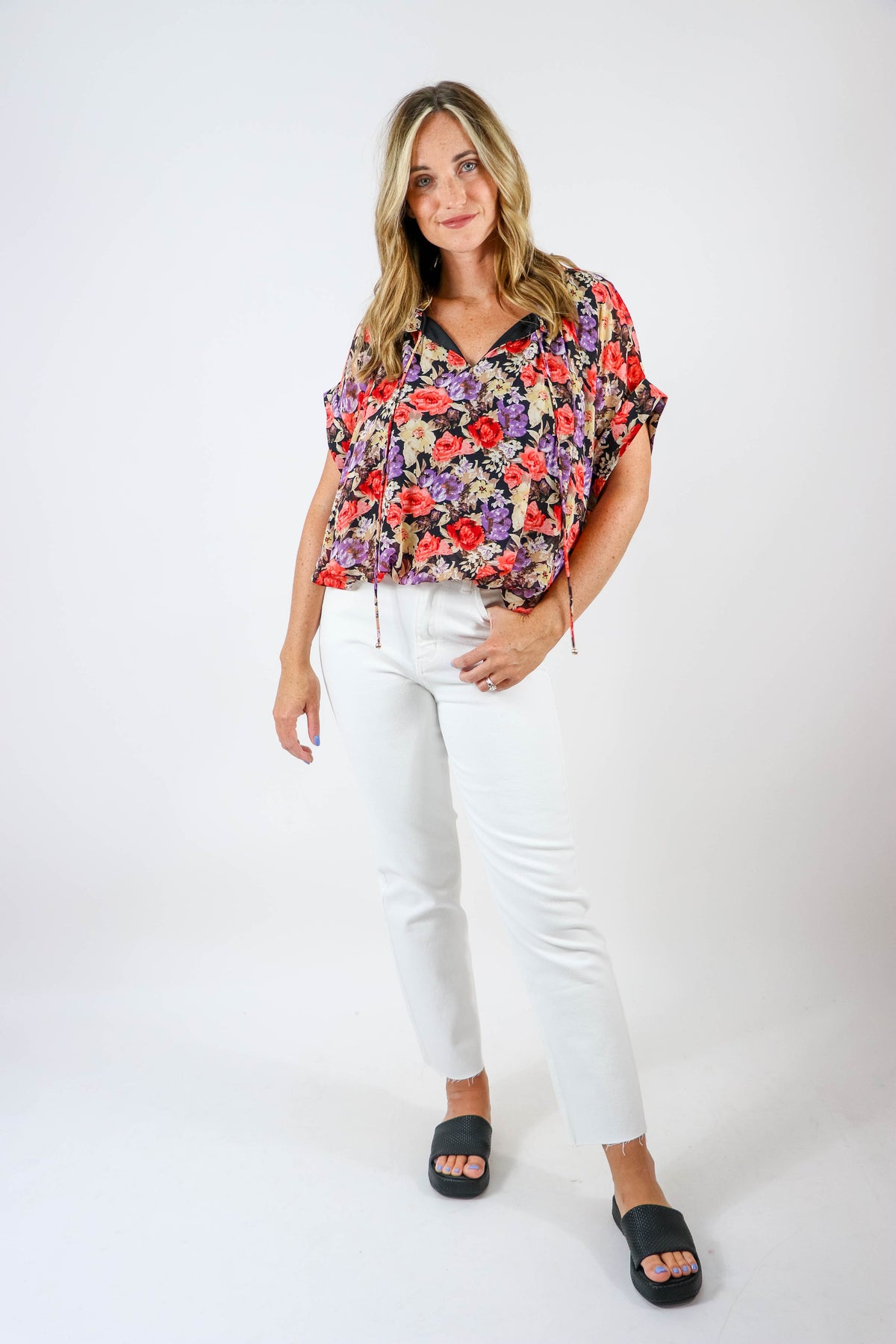 Entro | Floral Bubble Hem Blouse | Sweetest Stitch Online Boutique