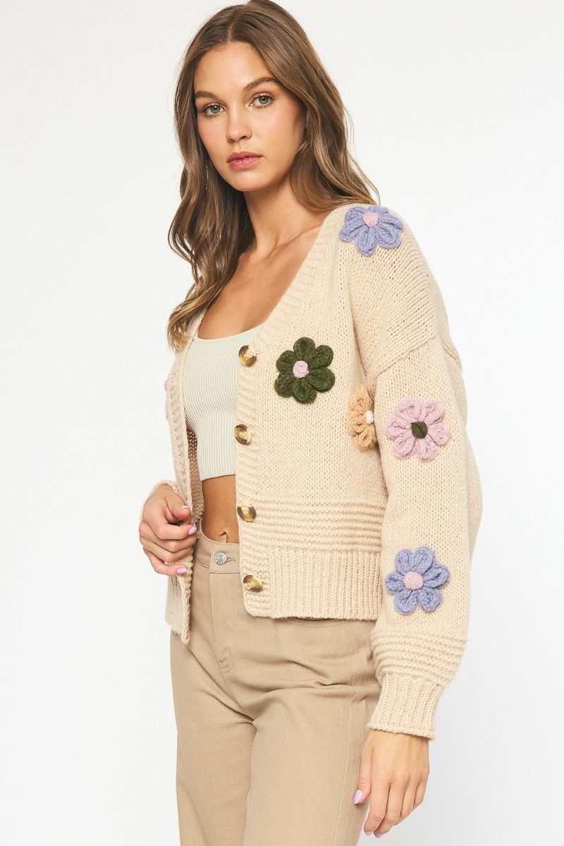 Entro | Embroidered Flower Cardigan | Sweetest Stitch Boutique
