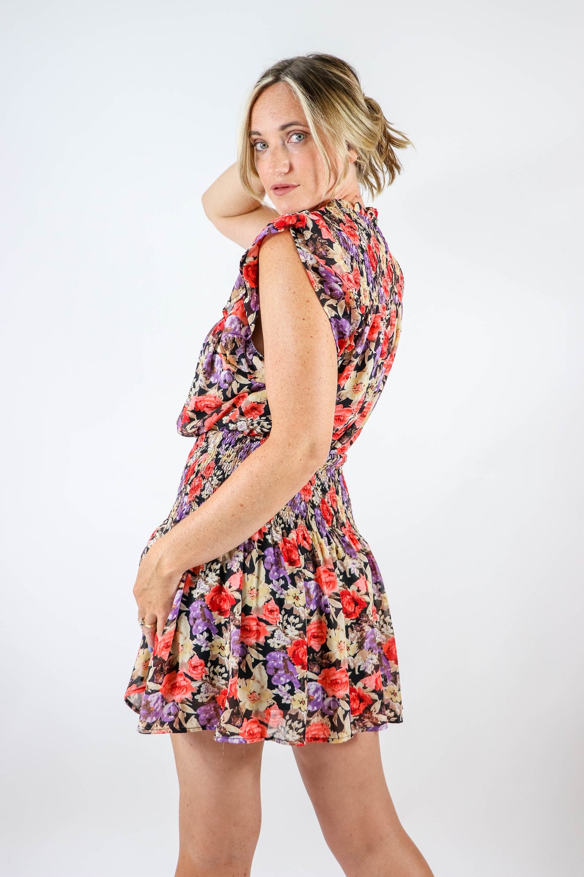 Entro | Floral High Neck Mini Dress | Sweetest Stitch Boutique