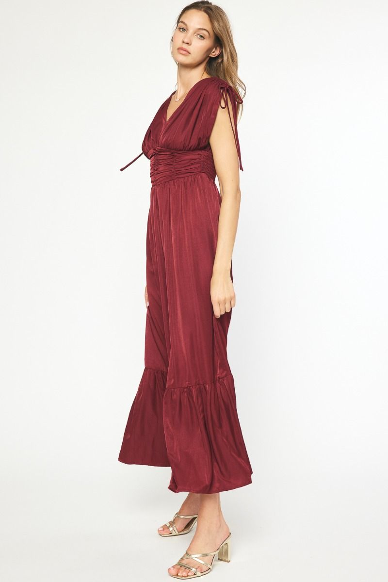 Entro | Garnet Sleeveless Satin Maxi Dress | Sweetest Stitch Online