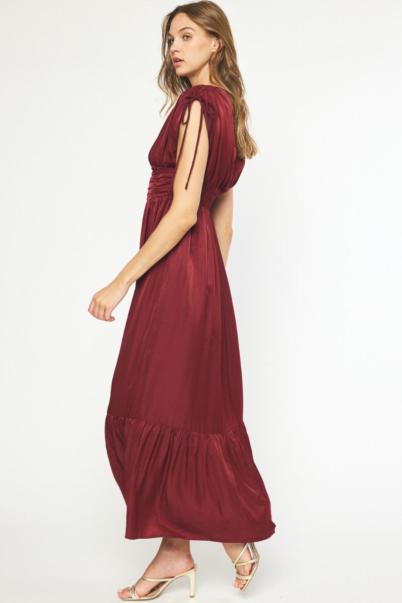 Entro | Garnet Sleeveless Satin Maxi Dress | Sweetest Stitch Online