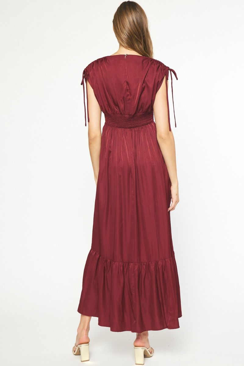Entro | Garnet Sleeveless Satin Maxi Dress | Sweetest Stitch Online