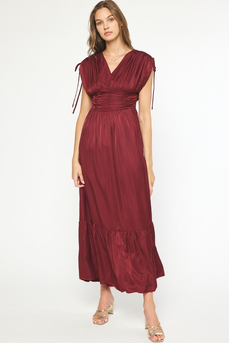 Entro | Garnet Sleeveless Satin Maxi Dress | Sweetest Stitch Online