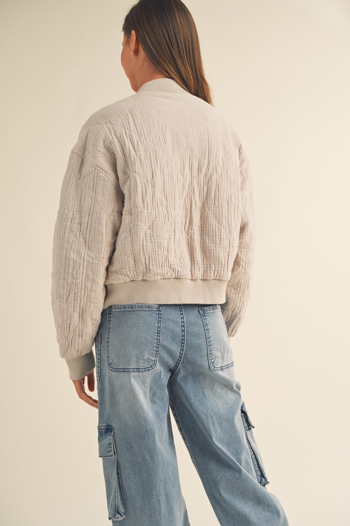 Miou Muse | Women&#39;s Gauze Fabric Bomber Jacket | Sweetest Stitch