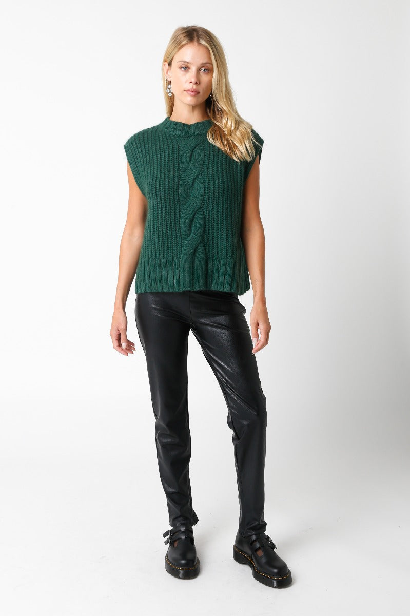 Olivaceous | Sleeveless Cable Knit Sweater | Sweetest Stitch Online