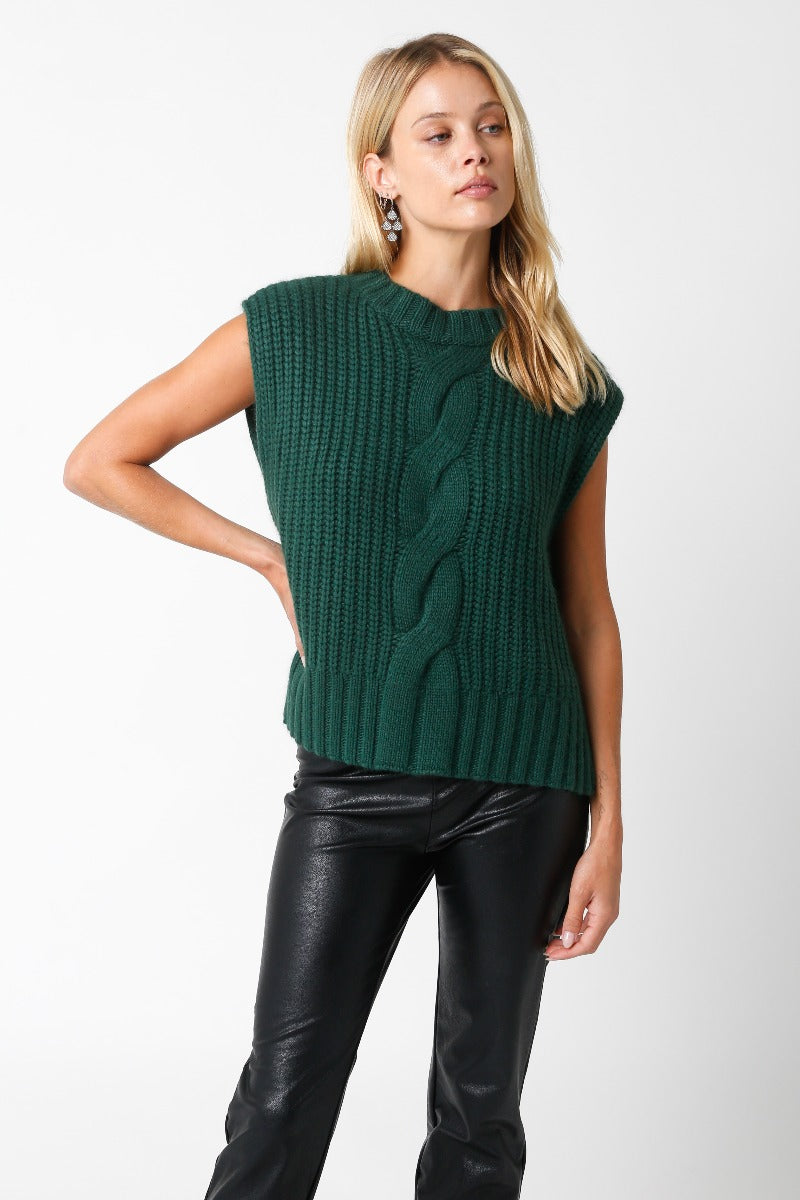 Olivaceous | Sleeveless Cable Knit Sweater | Sweetest Stitch Online