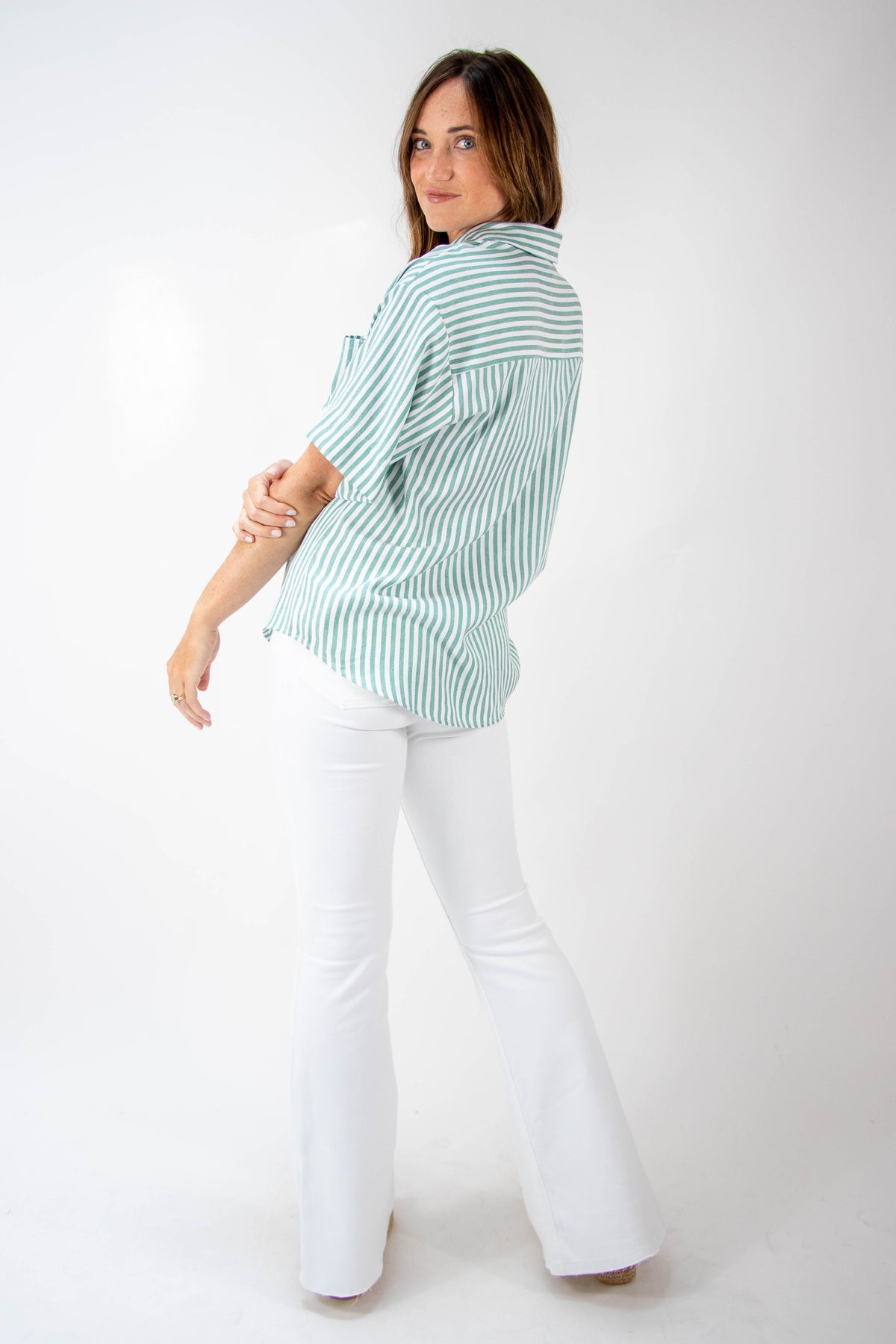 Striped Short Sleeve Button Down | Sweestest Stitch Boutique