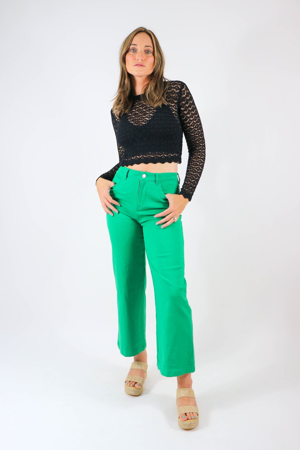 Kelly Green Wide Leg Pants | Sweetest Stitch Women&#39;s Boutique