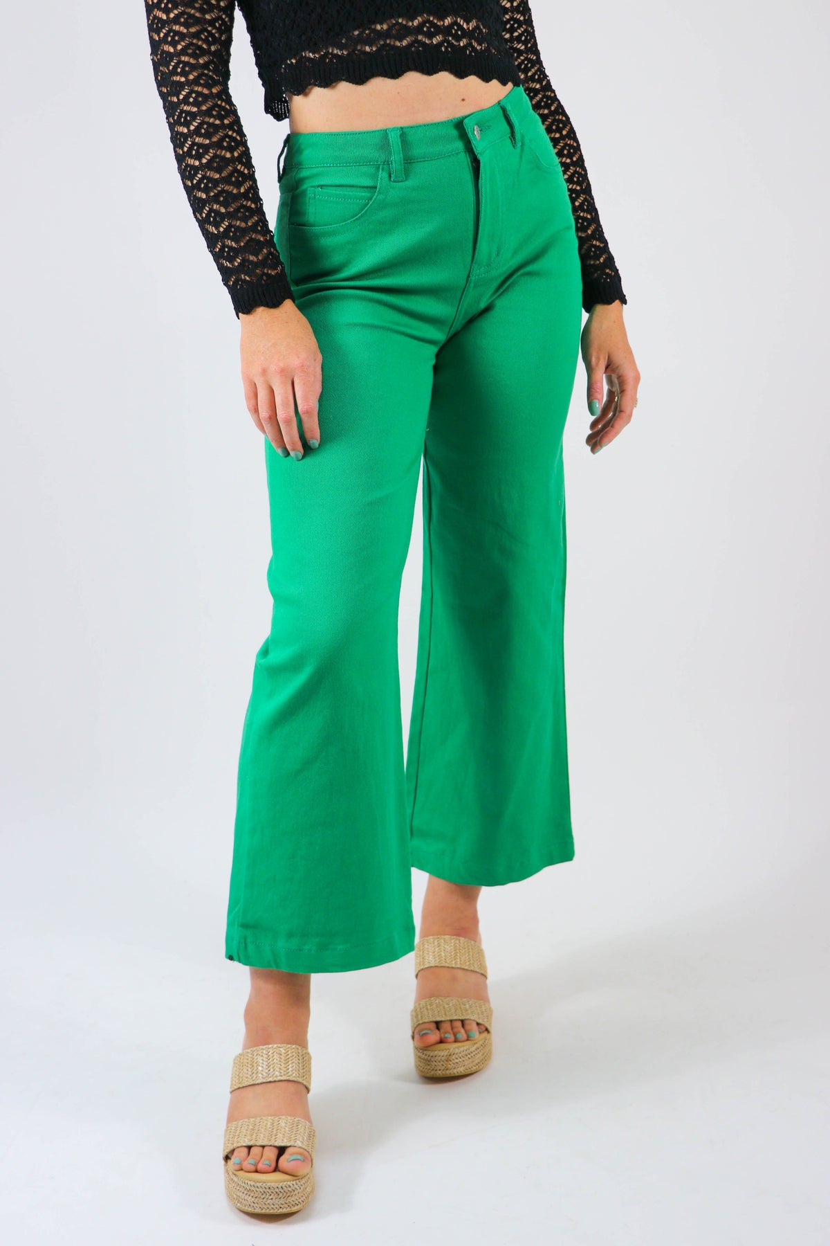 Kelly Green Wide Leg Pants | Sweetest Stitch Women&#39;s Boutique