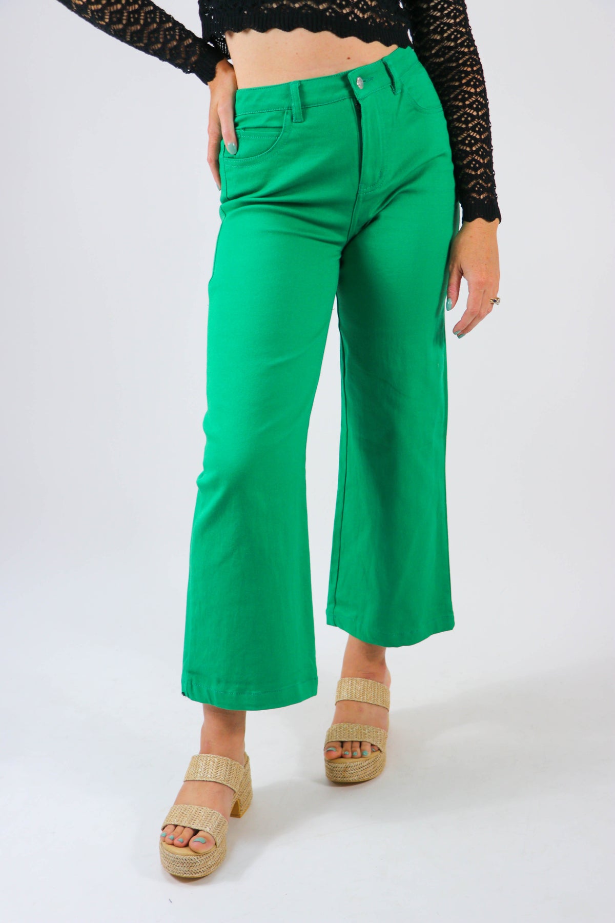 Kelly Green Wide Leg Pants | Sweetest Stitch Women&#39;s Boutique