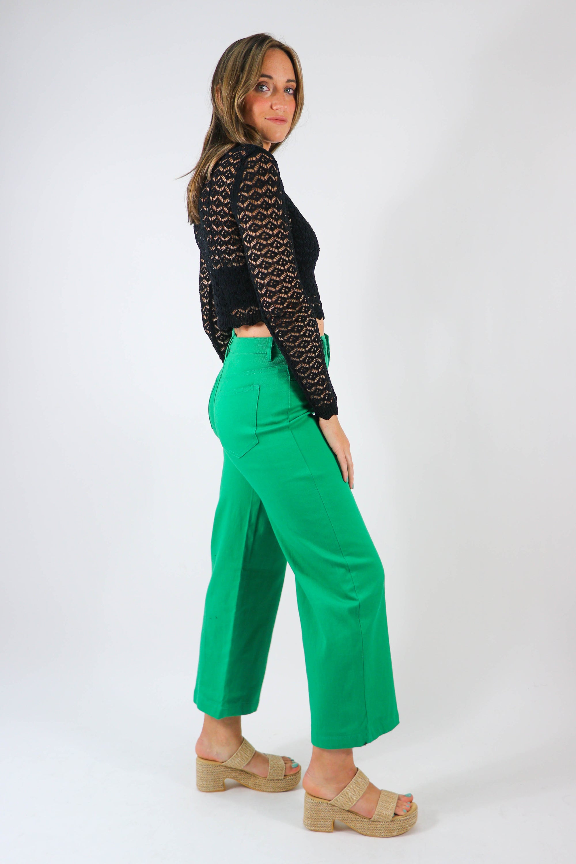 Kelly Green Wide Leg Pants | Sweetest Stitch Women's Boutique