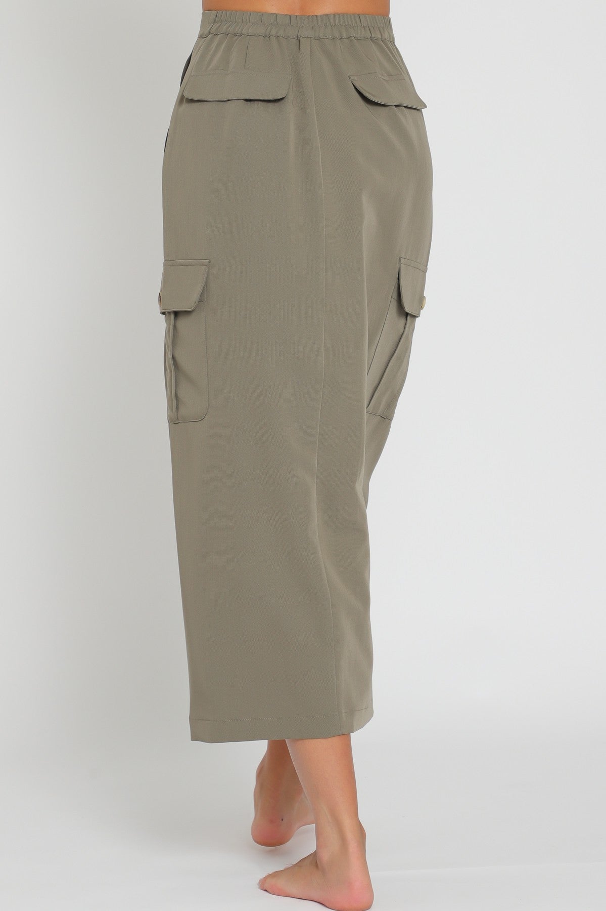 Aakaa | Olive Midi Cargo Skirt | Sweetest Stitch Online Boutique