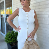 Lalavon | Lucia Gold Button Front Knit Top | Sweetest Stitch