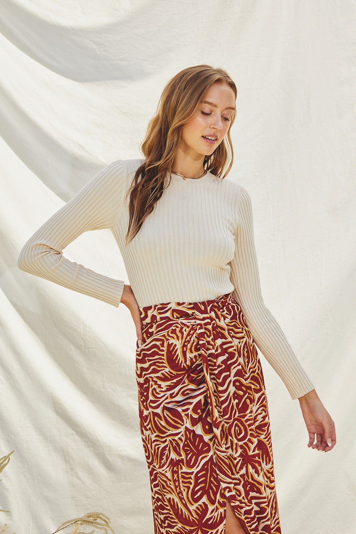 Dress Forum | Ivory Ribbed Knit Top | Sweetest Stitch Online Shop