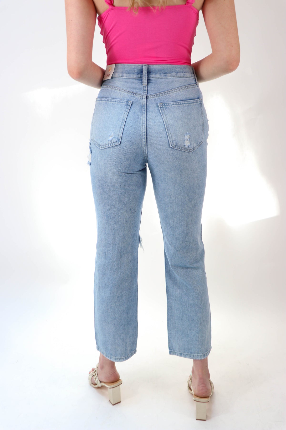 Just Black Denim Distressed Straight Leg Jean | Sweetest Stitch