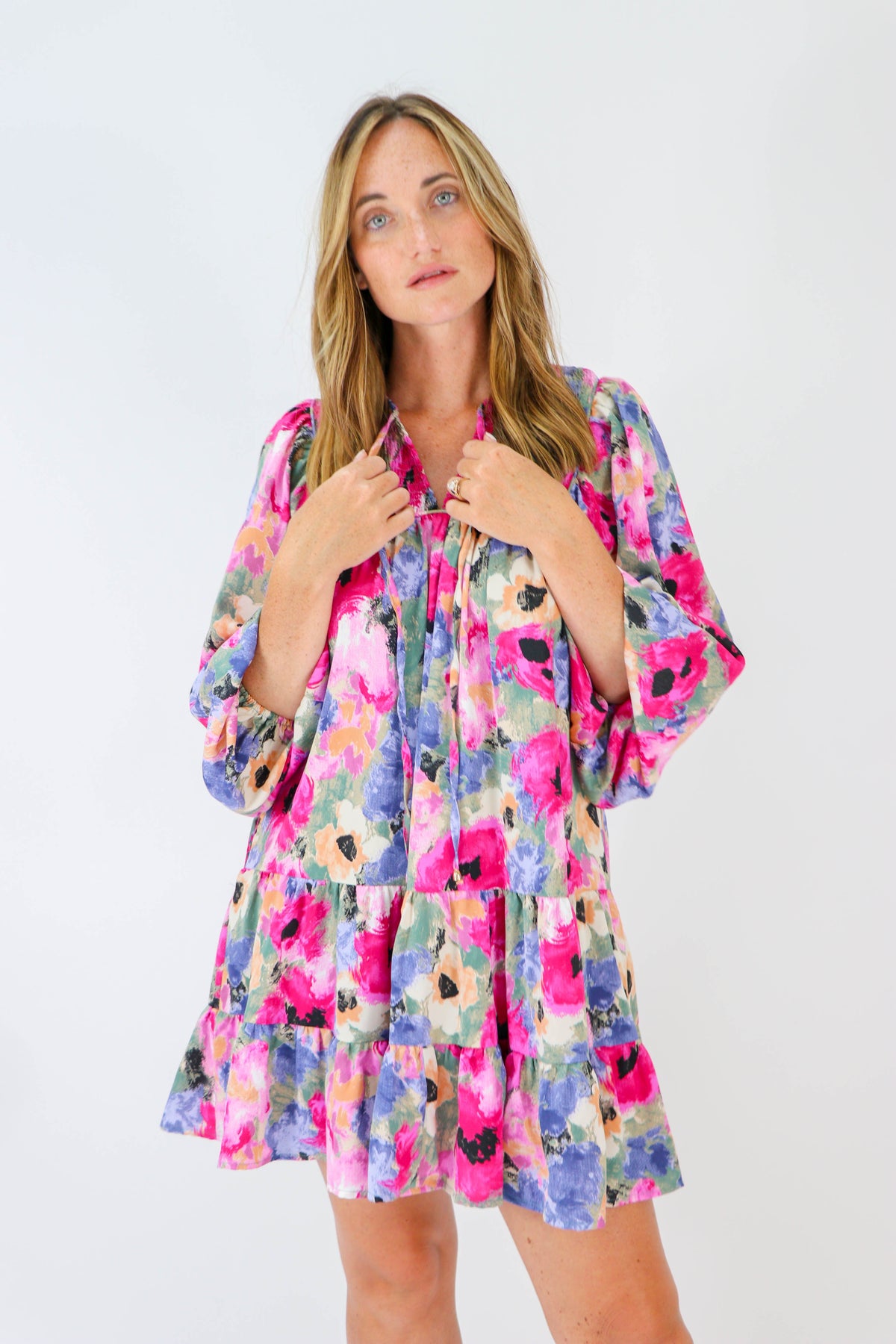 Entro | Long Sleeve Floral Mini Dress | Sweetest Stitch Boutique