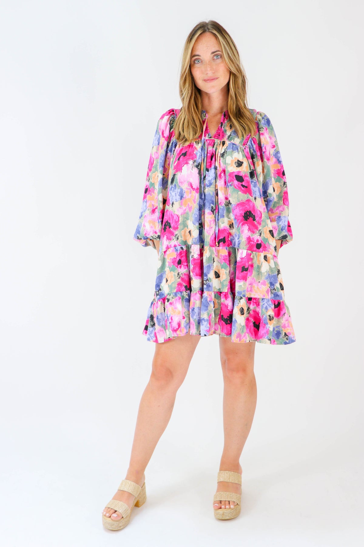 Entro | Long Sleeve Floral Mini Dress | Sweetest Stitch Boutique