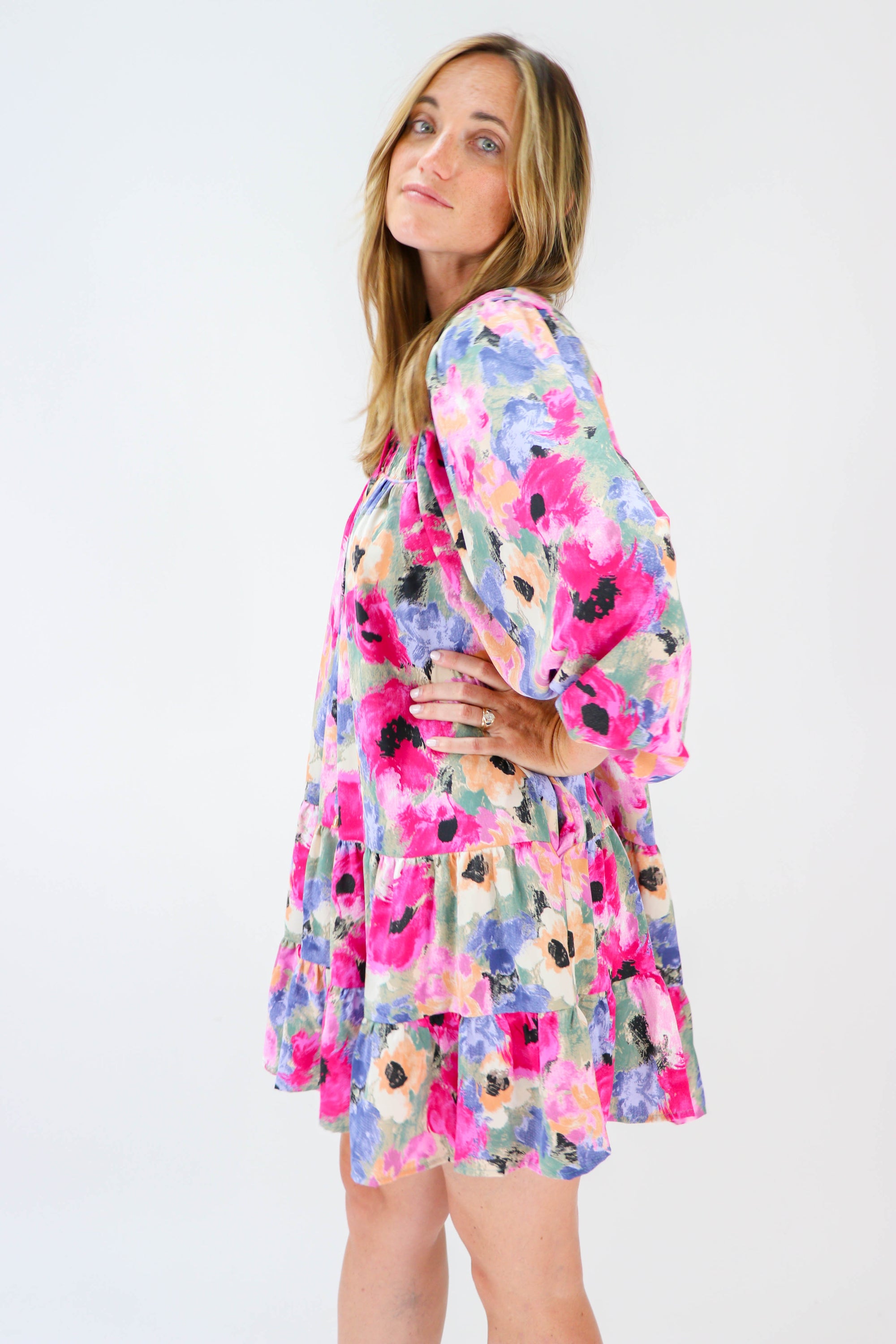 Entro | Long Sleeve Floral Mini Dress | Sweetest Stitch Boutique