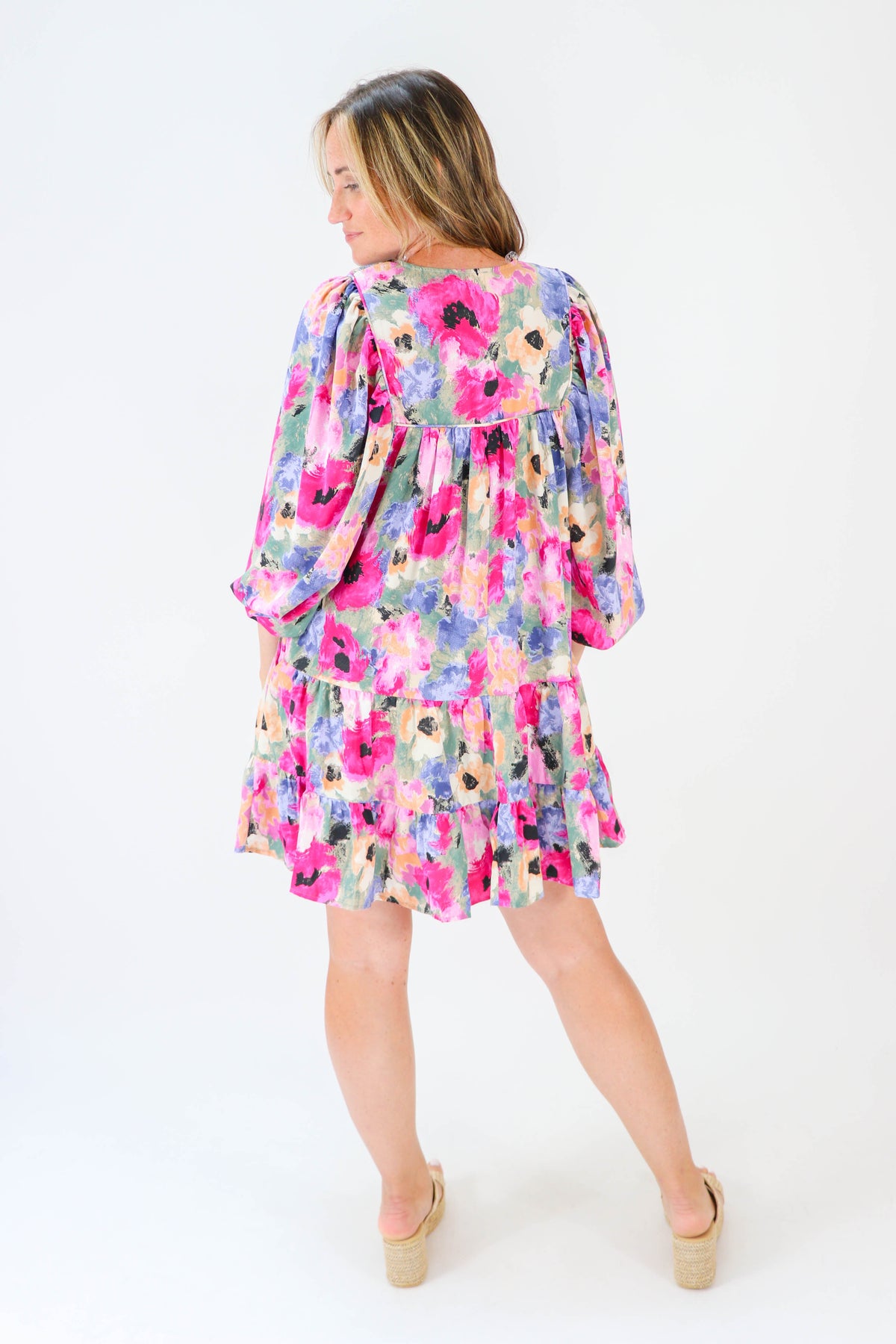 Entro | Long Sleeve Floral Mini Dress | Sweetest Stitch Boutique