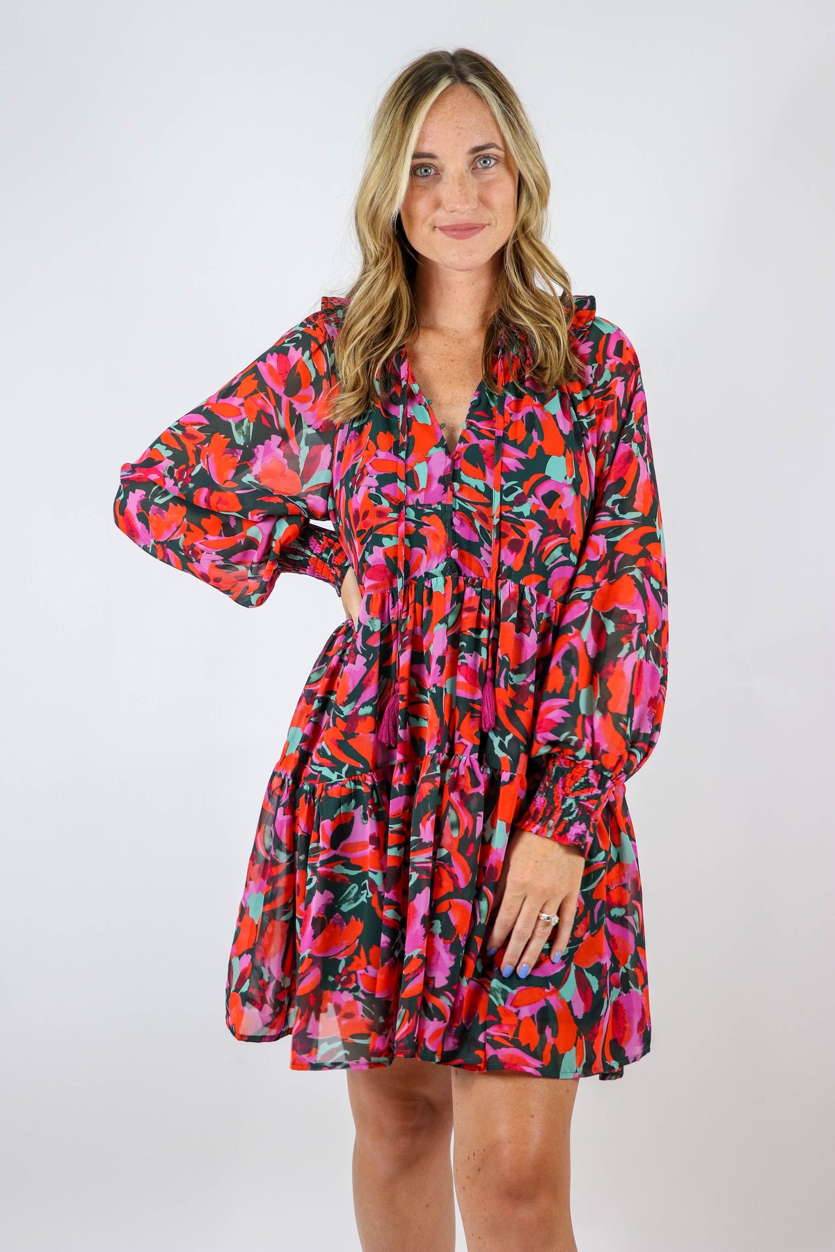 Entro | Long Sleeve Floral Dress for Fall | Sweetest Stitch Boutique
