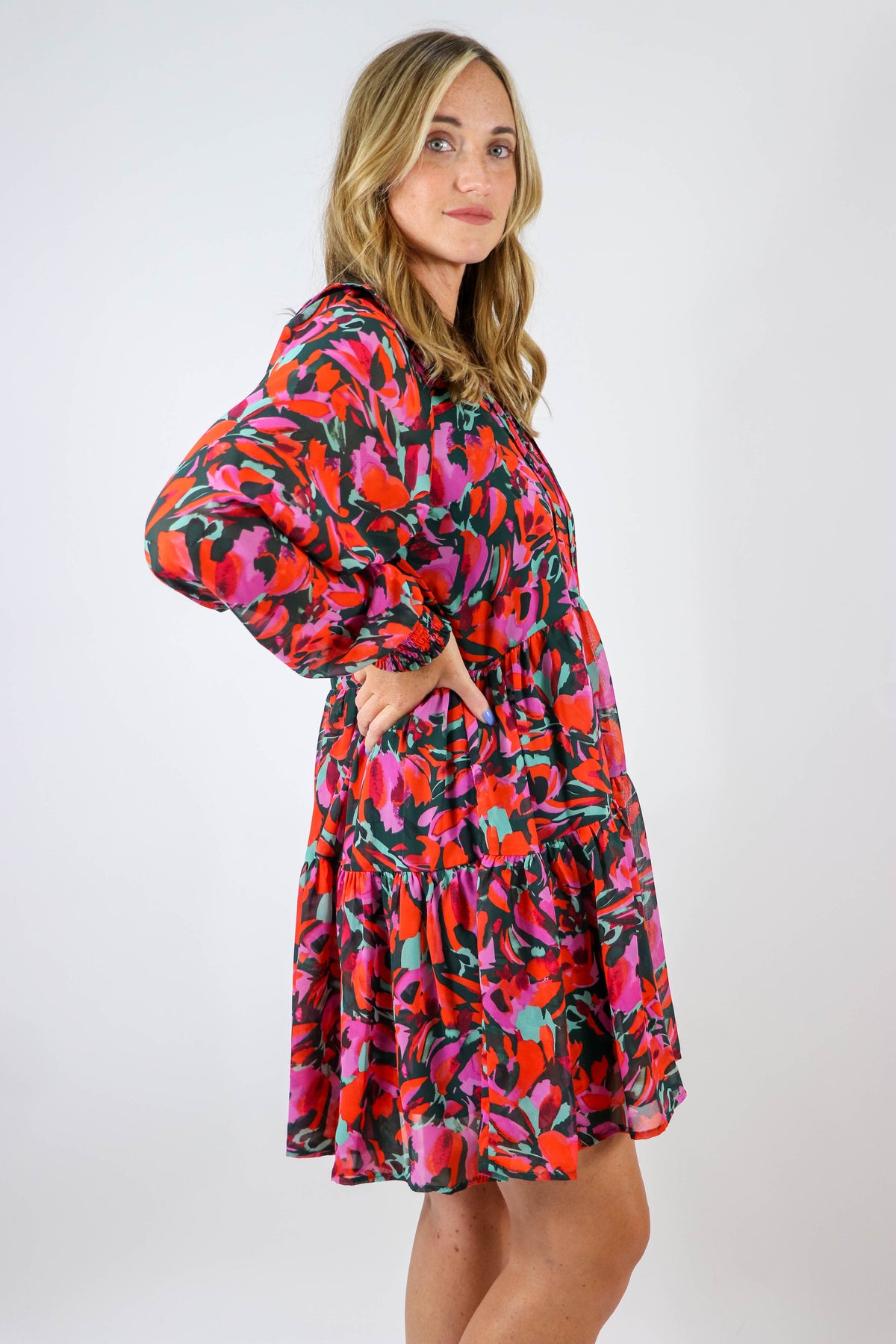 Entro | Long Sleeve Floral Dress for Fall | Sweetest Stitch Boutique