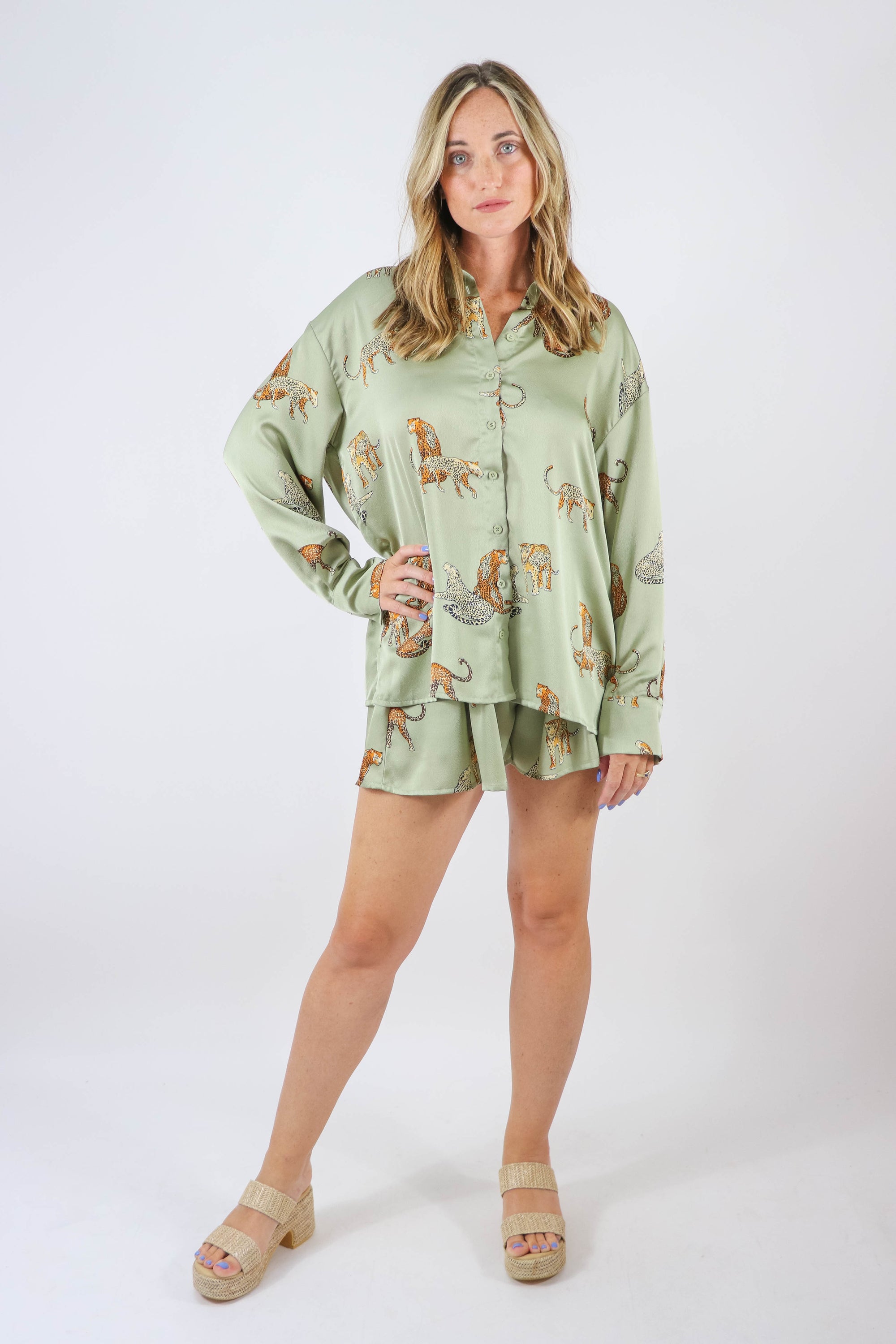 Mable | Satin Cheetah Shorts & Top Set | Sweetest Stitch Boutique