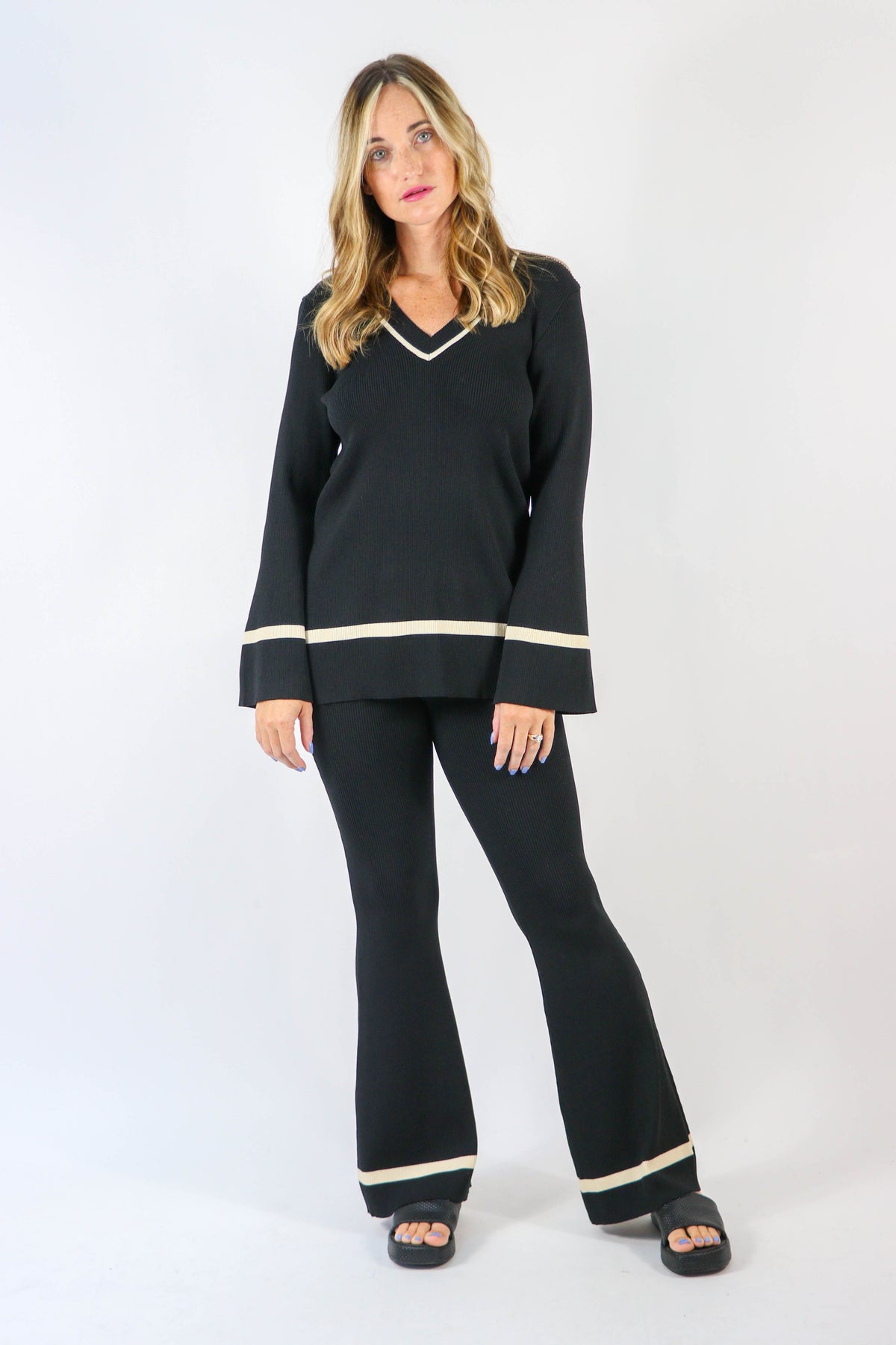 Miou Muse | Flare Knit Pants | Sweetest Stitch Online Boutique