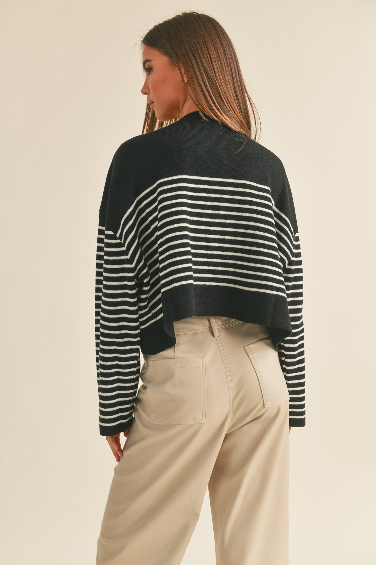 Miou Muse | Black and White Striped Sweater | Sweetest Stitch