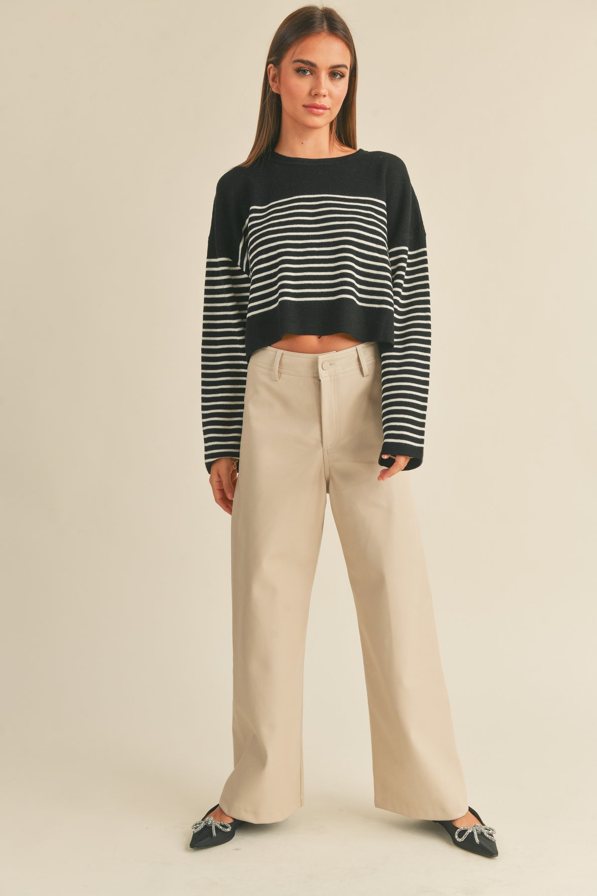 Miou Muse | Black and White Striped Sweater | Sweetest Stitch