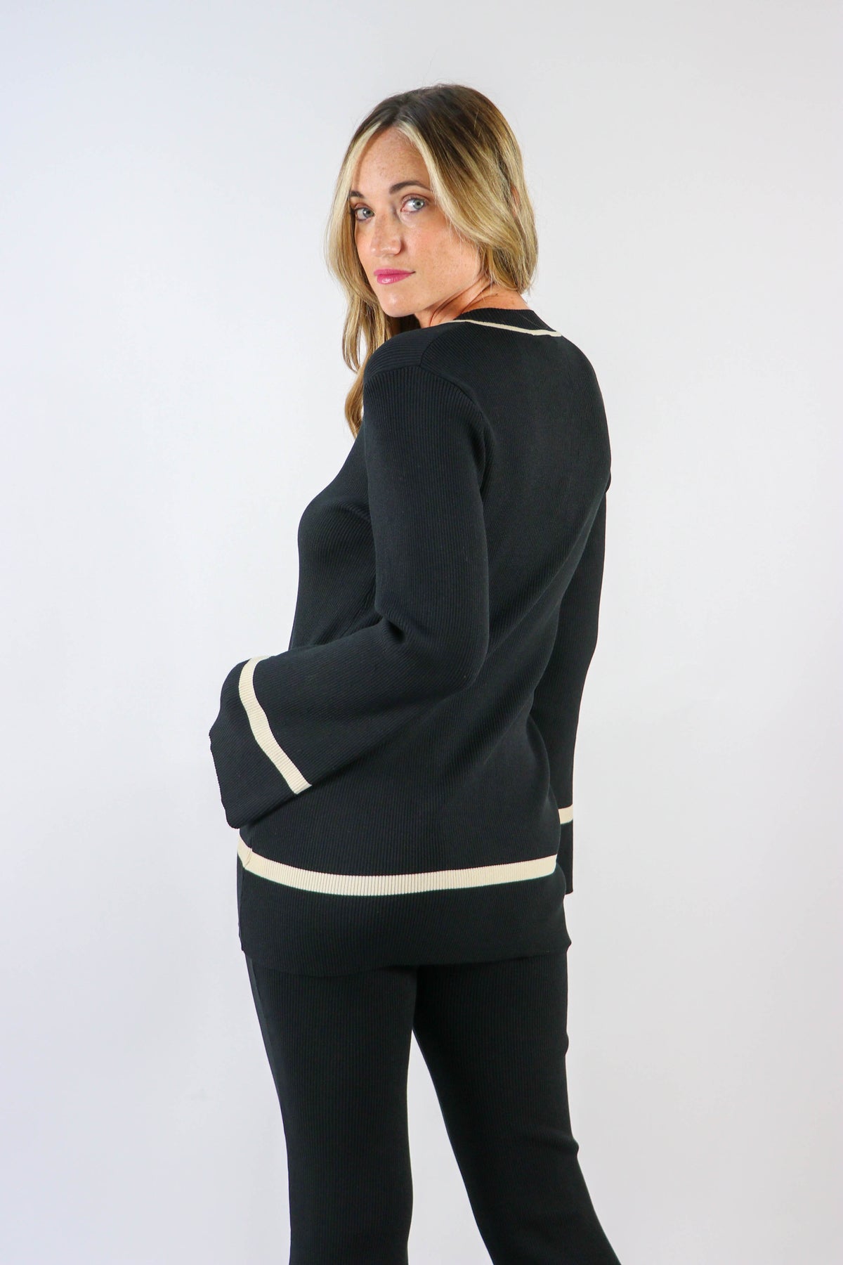 Miou Muse | Black V-Neck Sweater | Sweetest Stitch Online Boutique