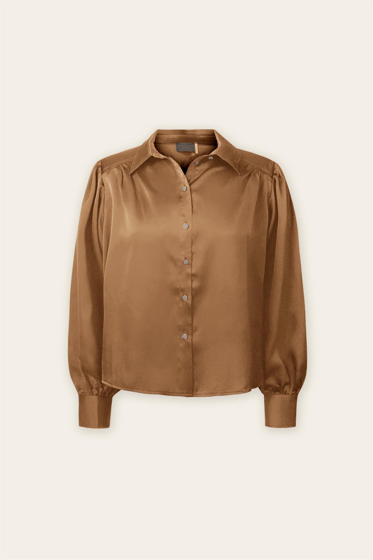 Dress Forum | Mocha Satin Button Up Top | Sweetest Stitch Online