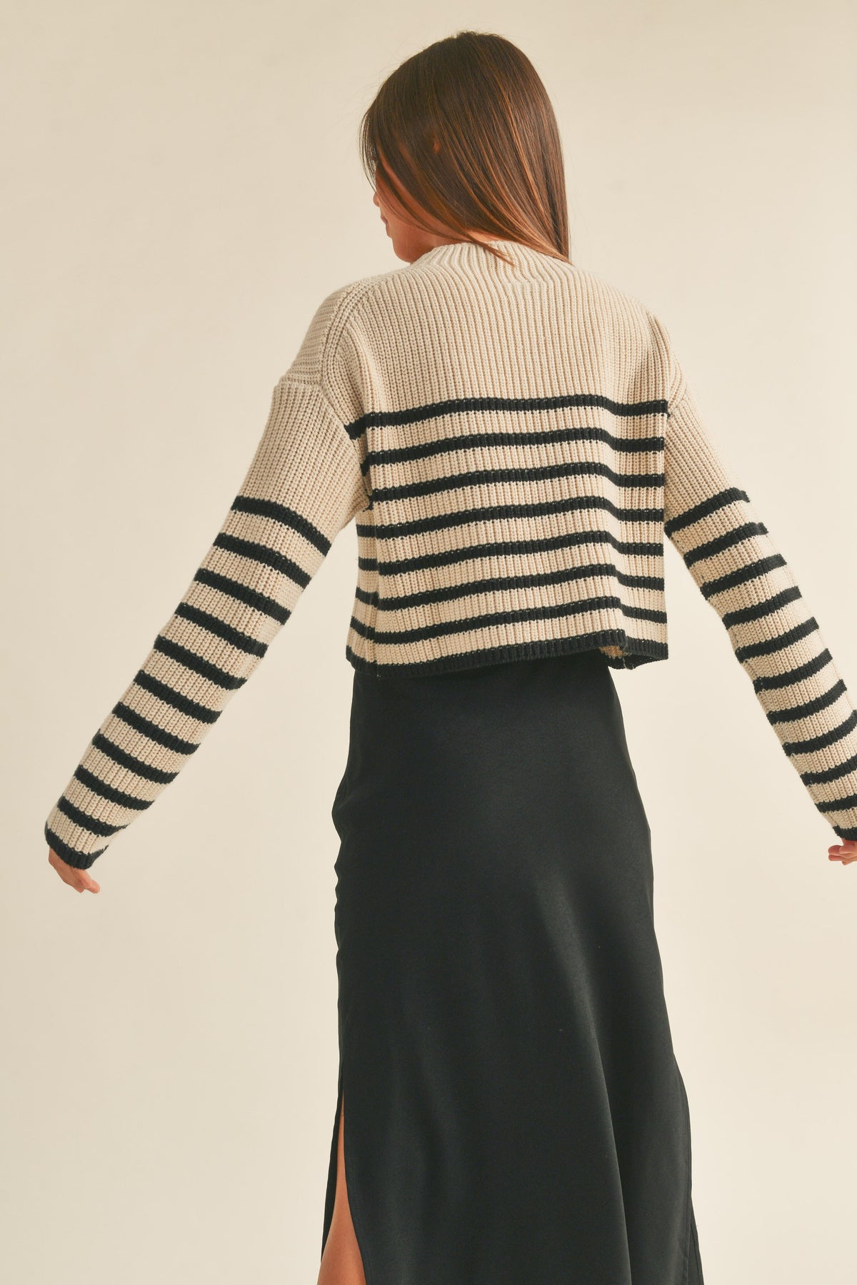 Miou Muse | Mocha Striped Cropped Sweater | Sweetest Stitch