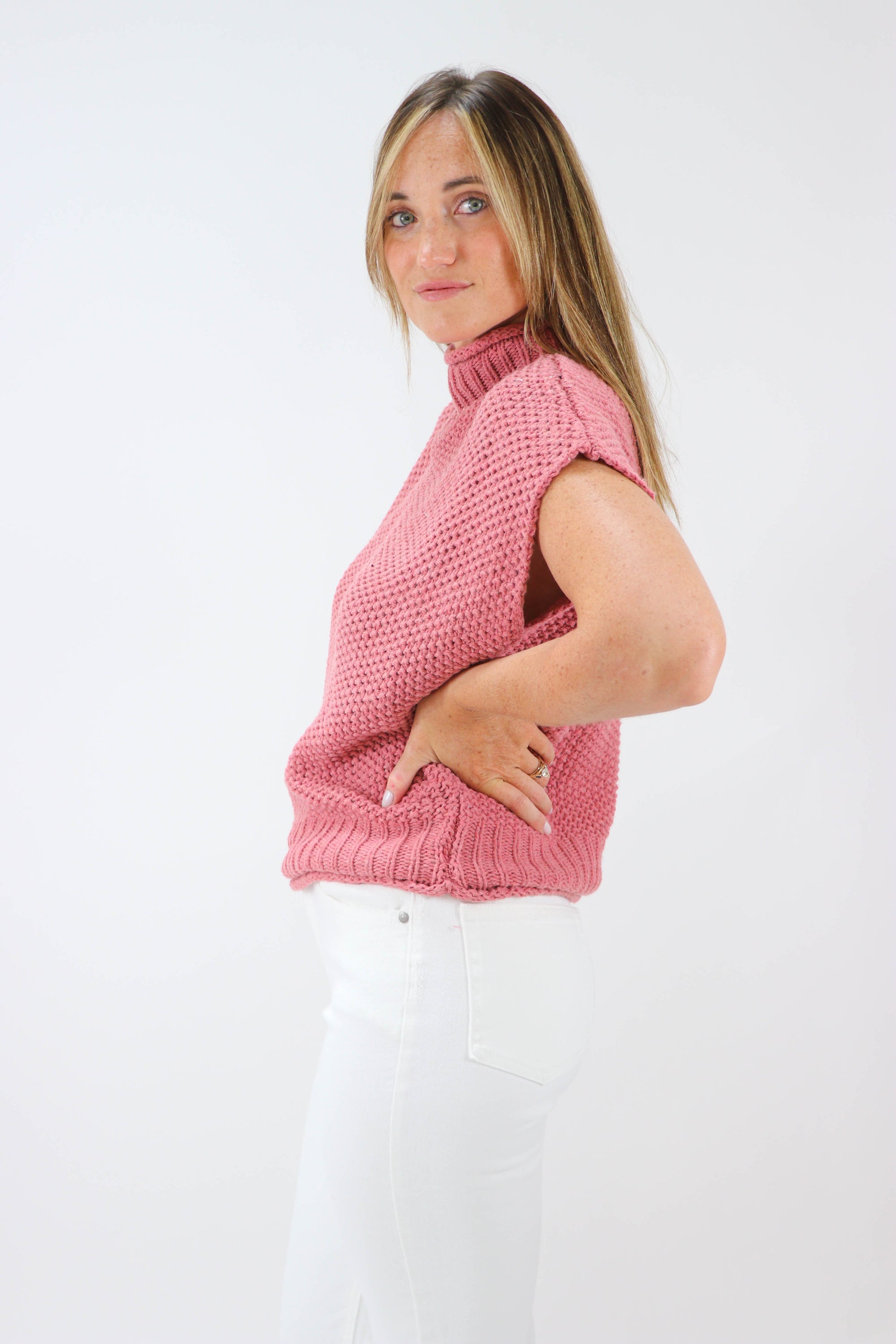 She + Sky Sleeveless Mock Neck Sweater Top | Sweetest Stitch