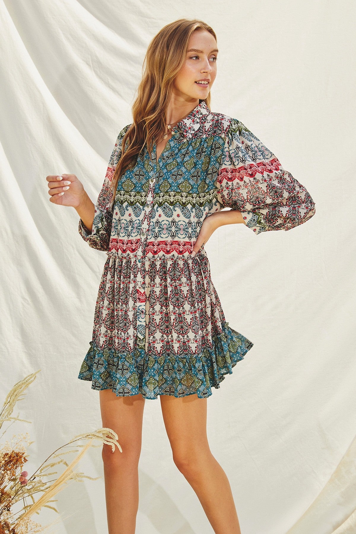Dress Forum | Mixed Print Babydoll Dress | Sweetest Stitch Boutique