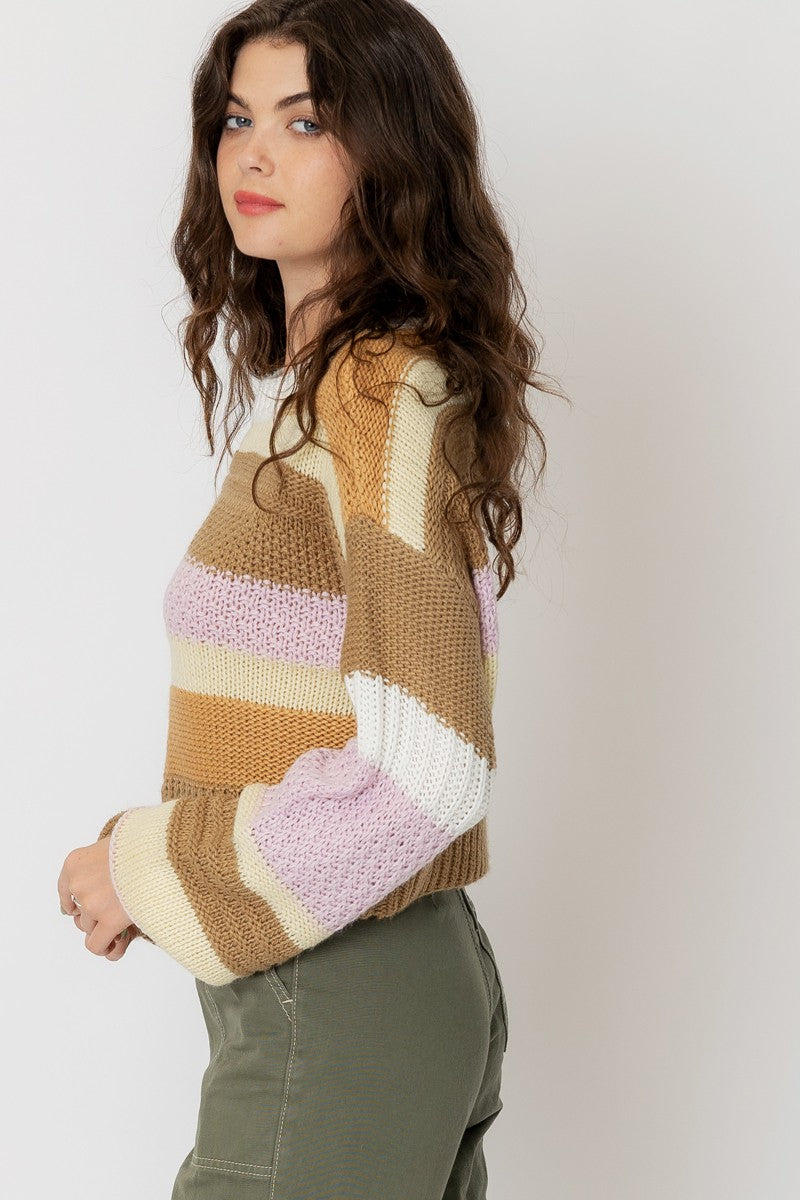 En Creme | Multicolor Striped Cropped Sweater | Sweetest Stitch