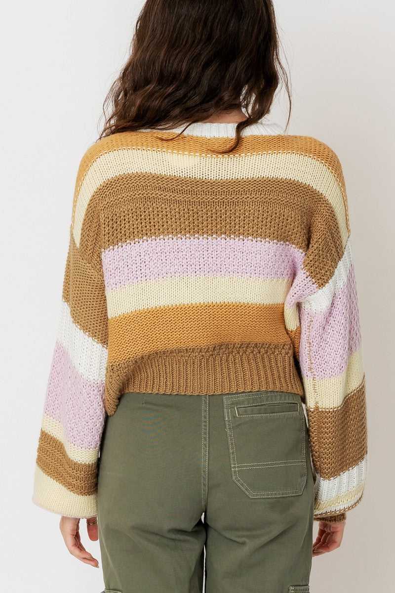 En Creme | Multicolor Striped Cropped Sweater | Sweetest Stitch