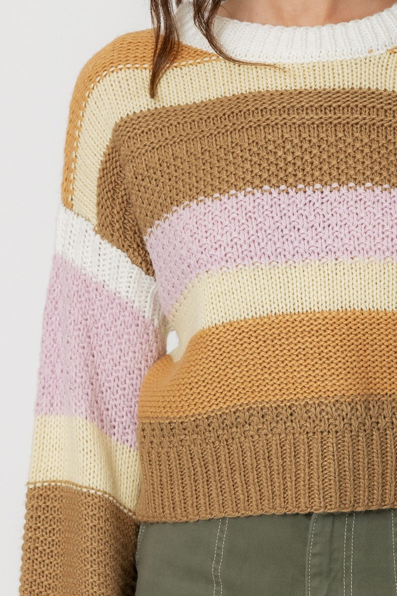 En Creme | Multicolor Striped Cropped Sweater | Sweetest Stitch