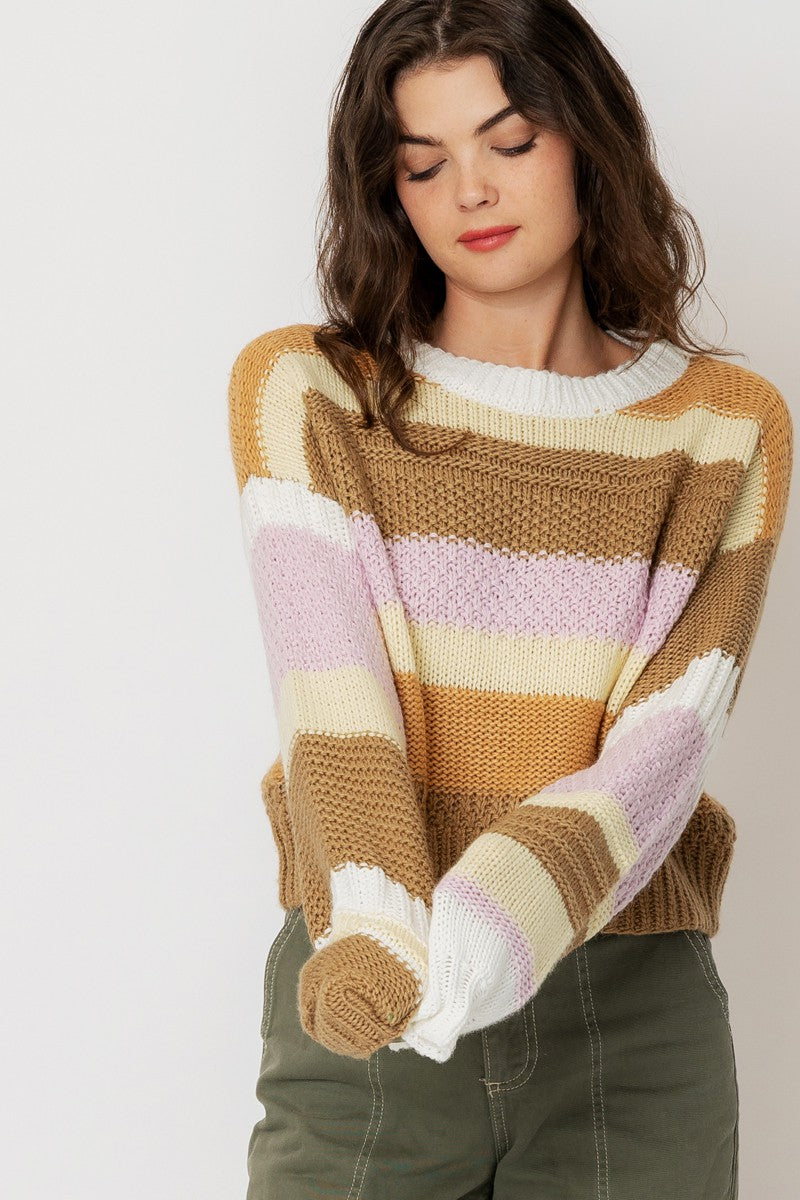 En Creme | Multicolor Striped Cropped Sweater | Sweetest Stitch