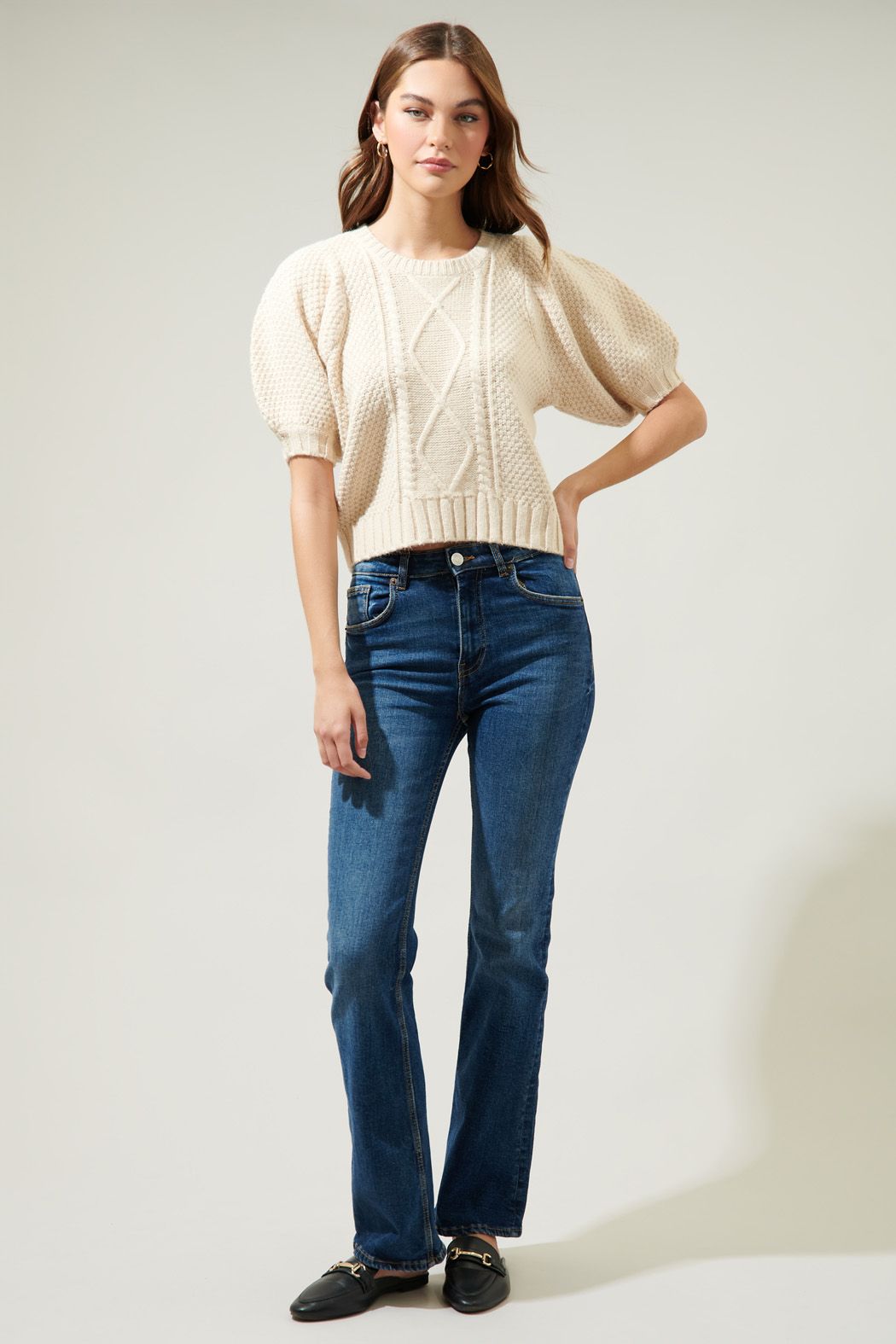 Sugar Lips | Oatmeal Cable Knit Sweater | Sweetest Stitch Boutique