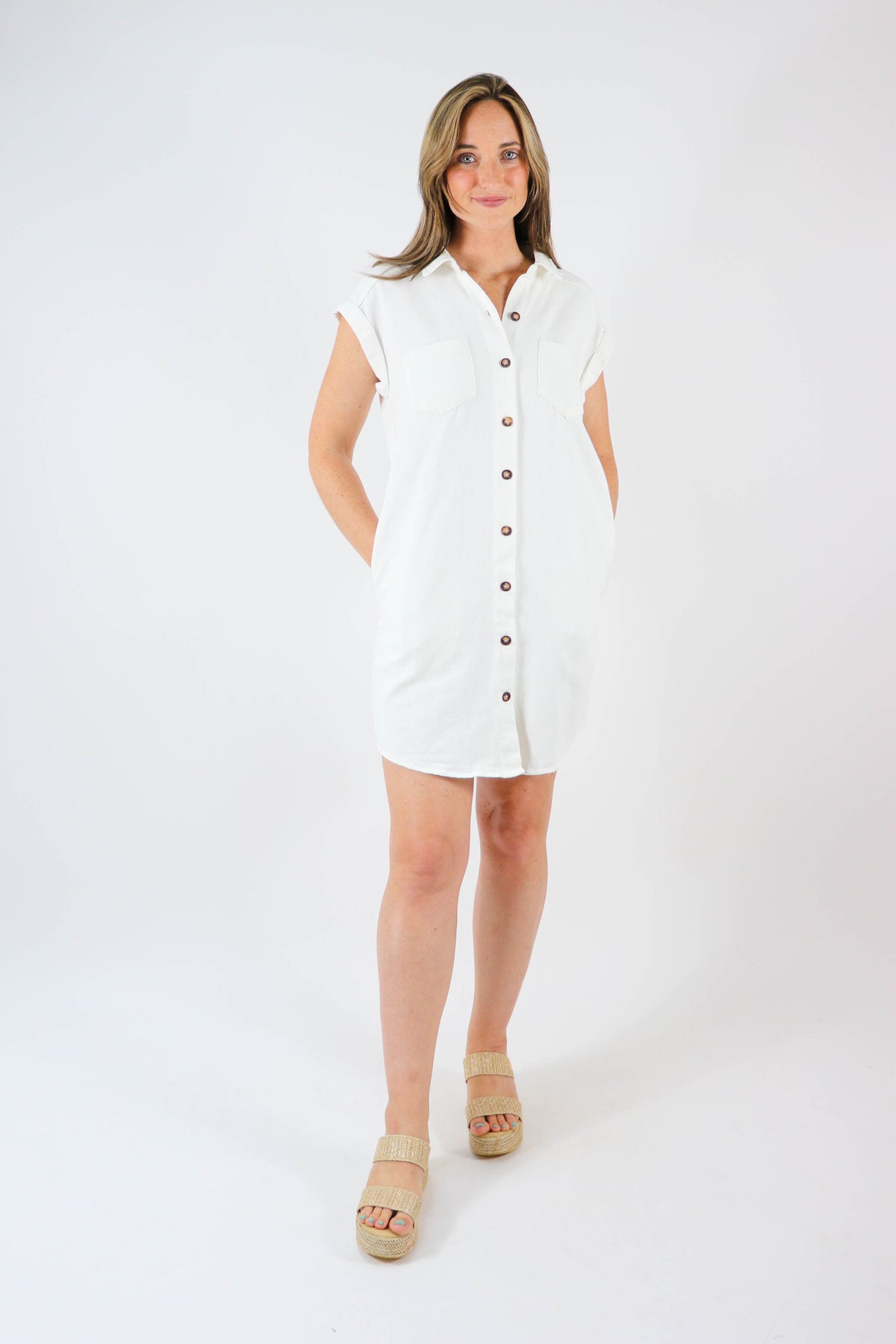 She + Sky Summer White Twill Shirt Dress | Sweetest Stitch Boutique