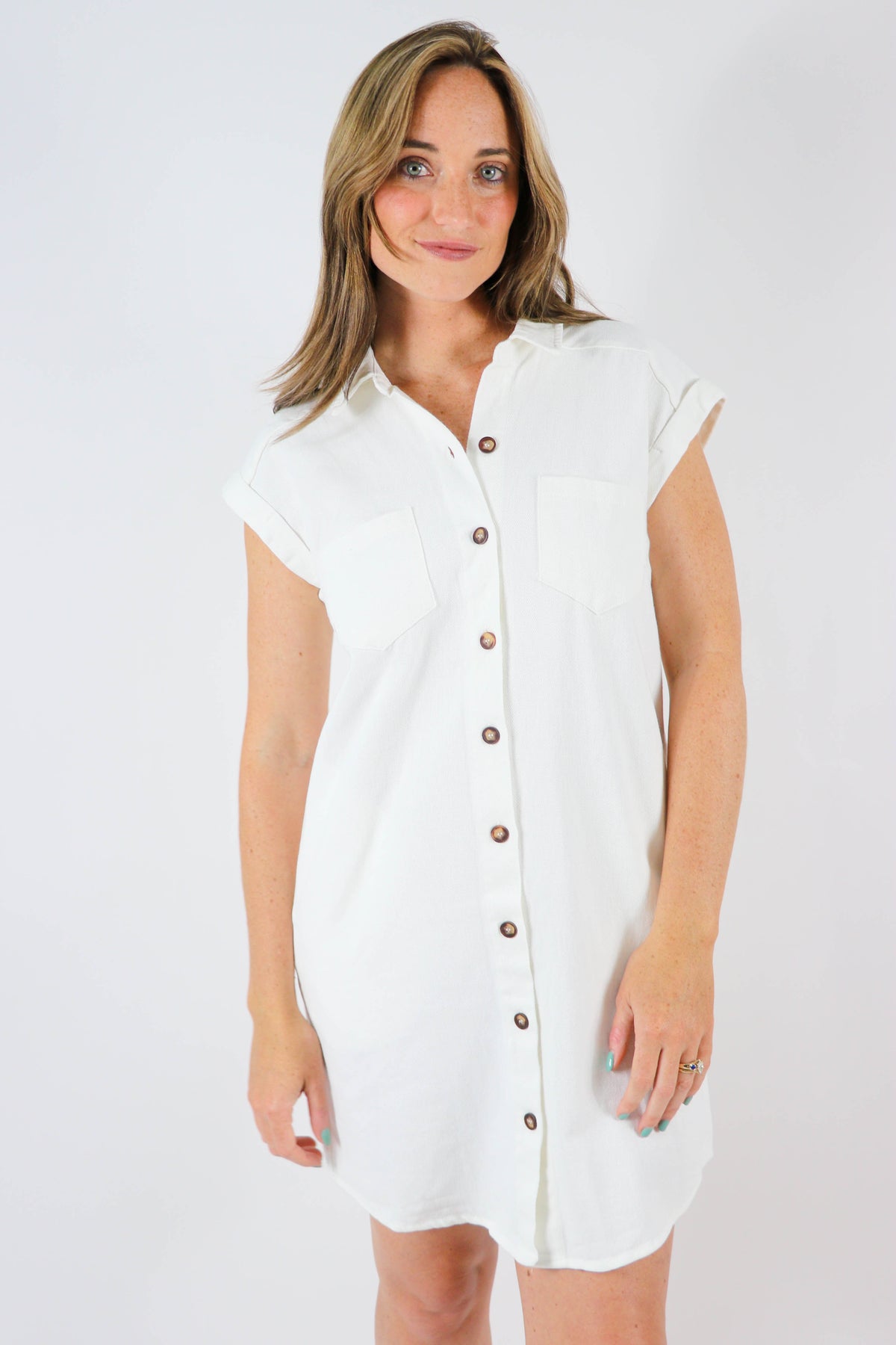 She + Sky Summer White Twill Shirt Dress | Sweetest Stitch Boutique