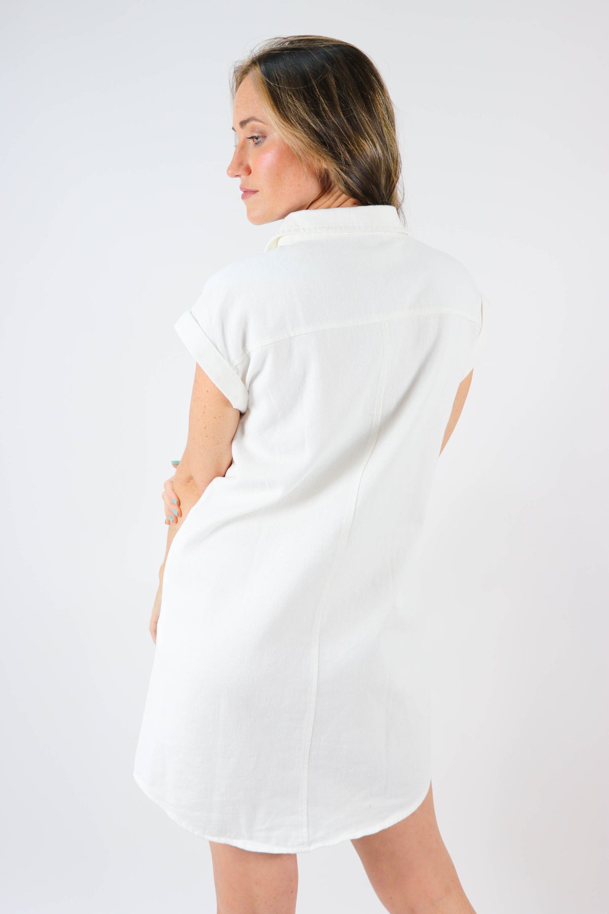 She + Sky Summer White Twill Shirt Dress | Sweetest Stitch Boutique