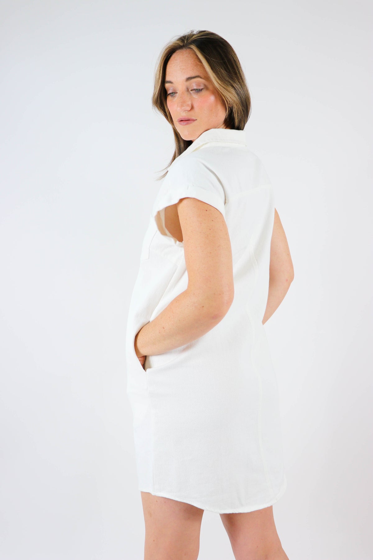She + Sky Summer White Twill Shirt Dress | Sweetest Stitch Boutique