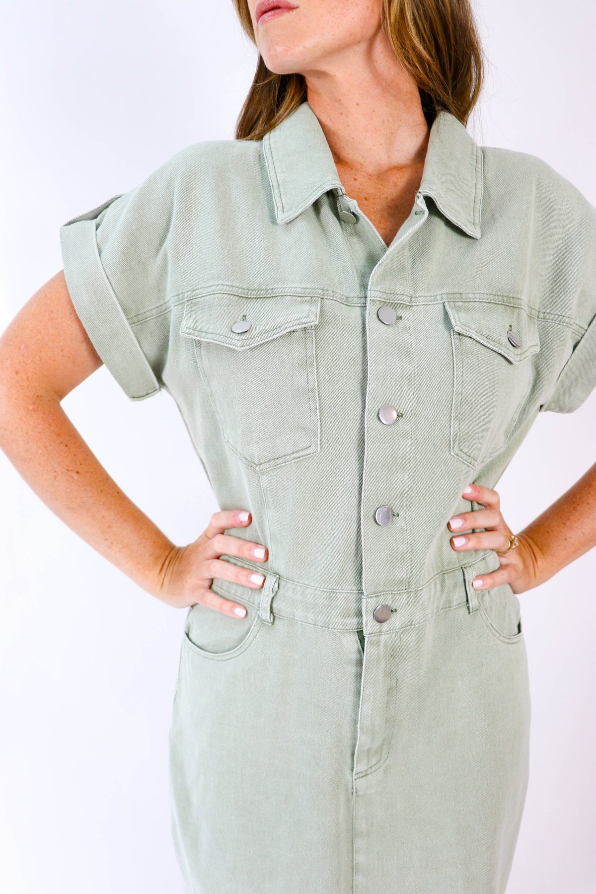 She + Sky | Olive Twill Shirt Dress | Sweetest Stitch Online Boutique
