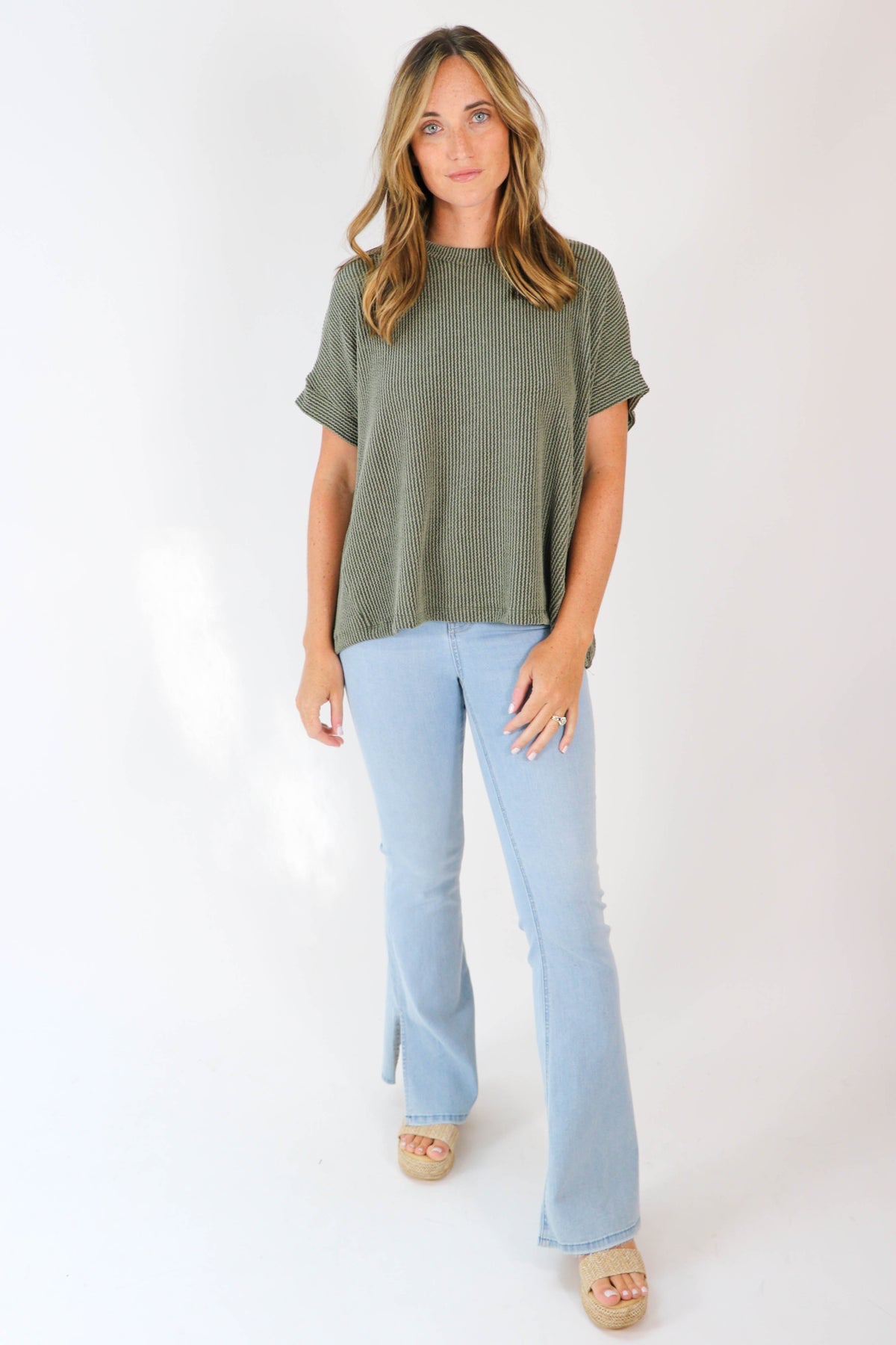 Entro | Ribbed Knit Short Sleeve Top | Sweetest Stitch Boutique