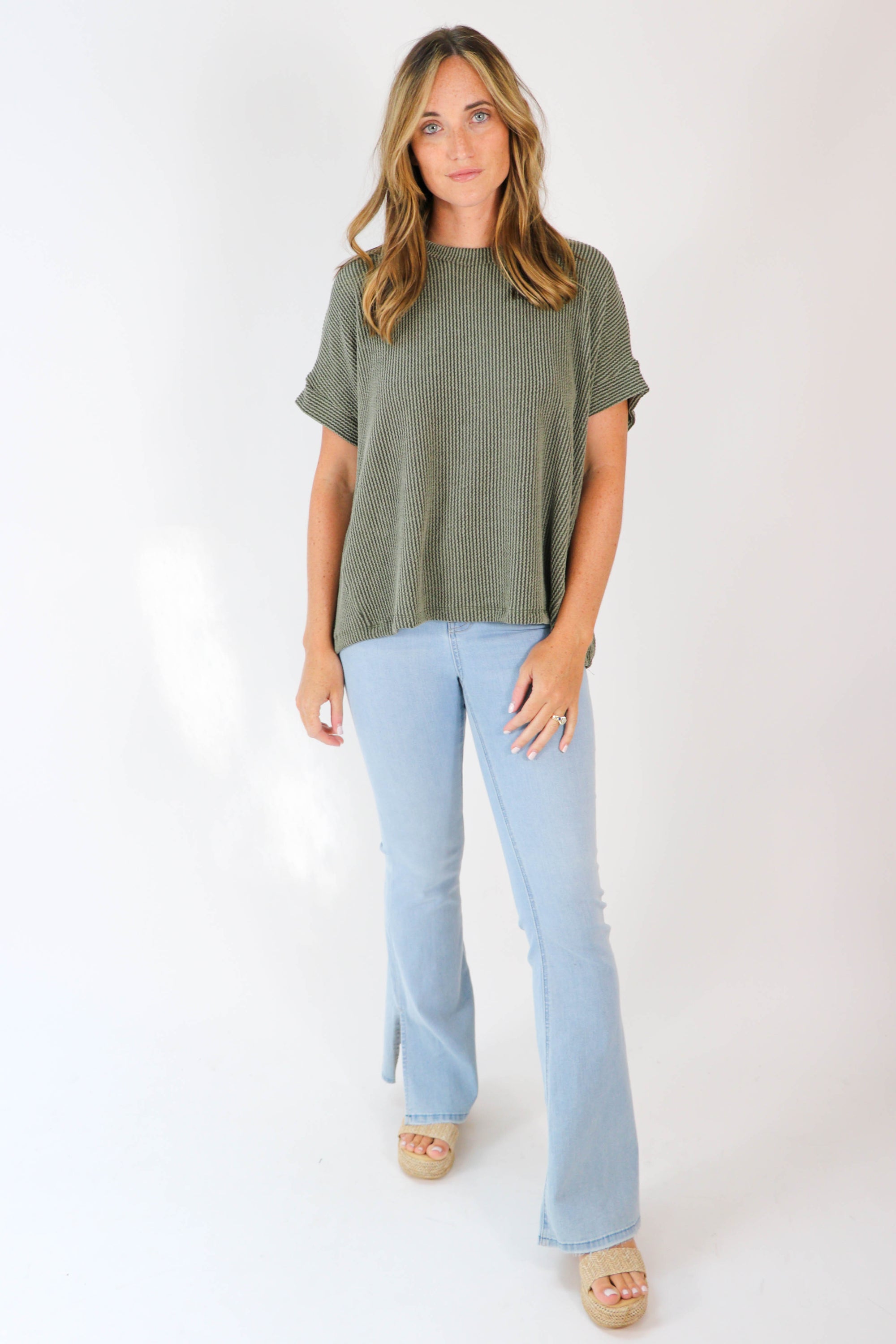 Entro | Ribbed Knit Short Sleeve Top | Sweetest Stitch Boutique